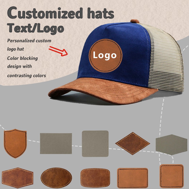 Trucker Cap Mesh - Label Kulit Logo Kustom Topi Bisbol