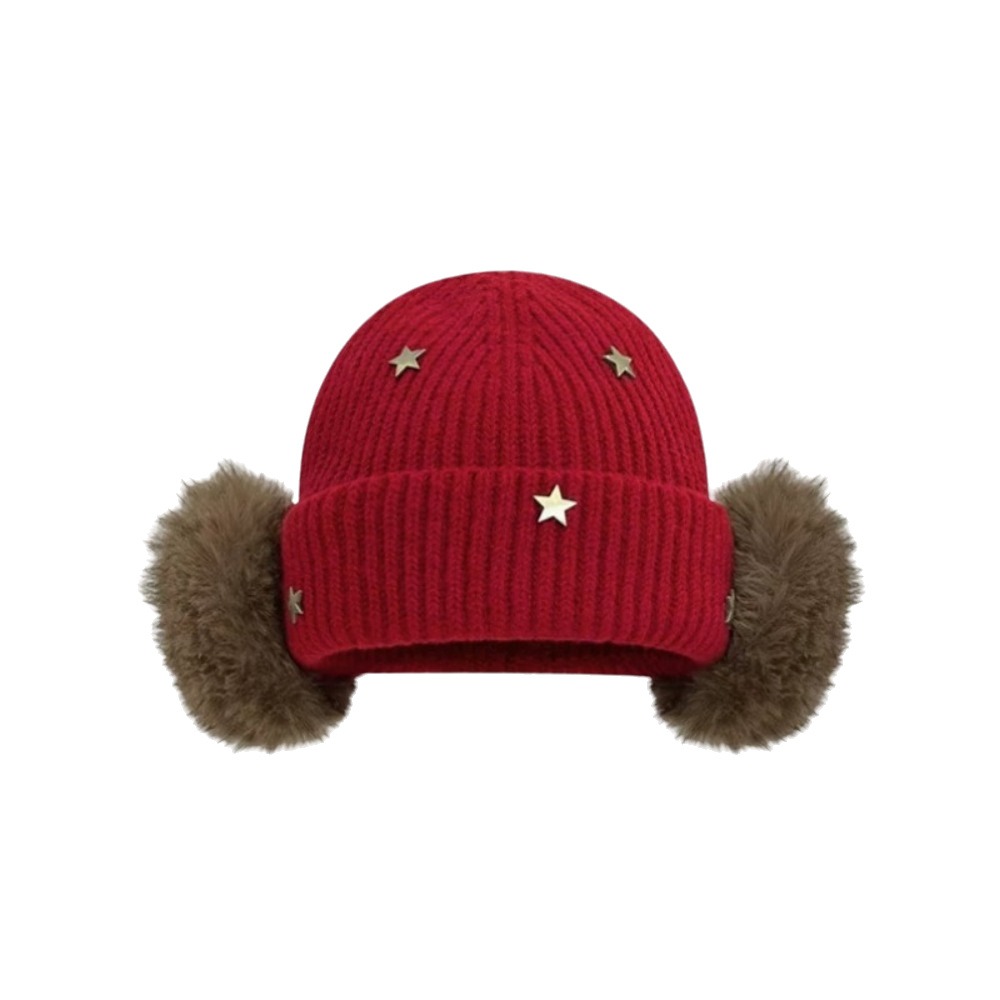 Beanie Cuffed Knit - Topi Kupluk Rajut Bintang yang Lembut
