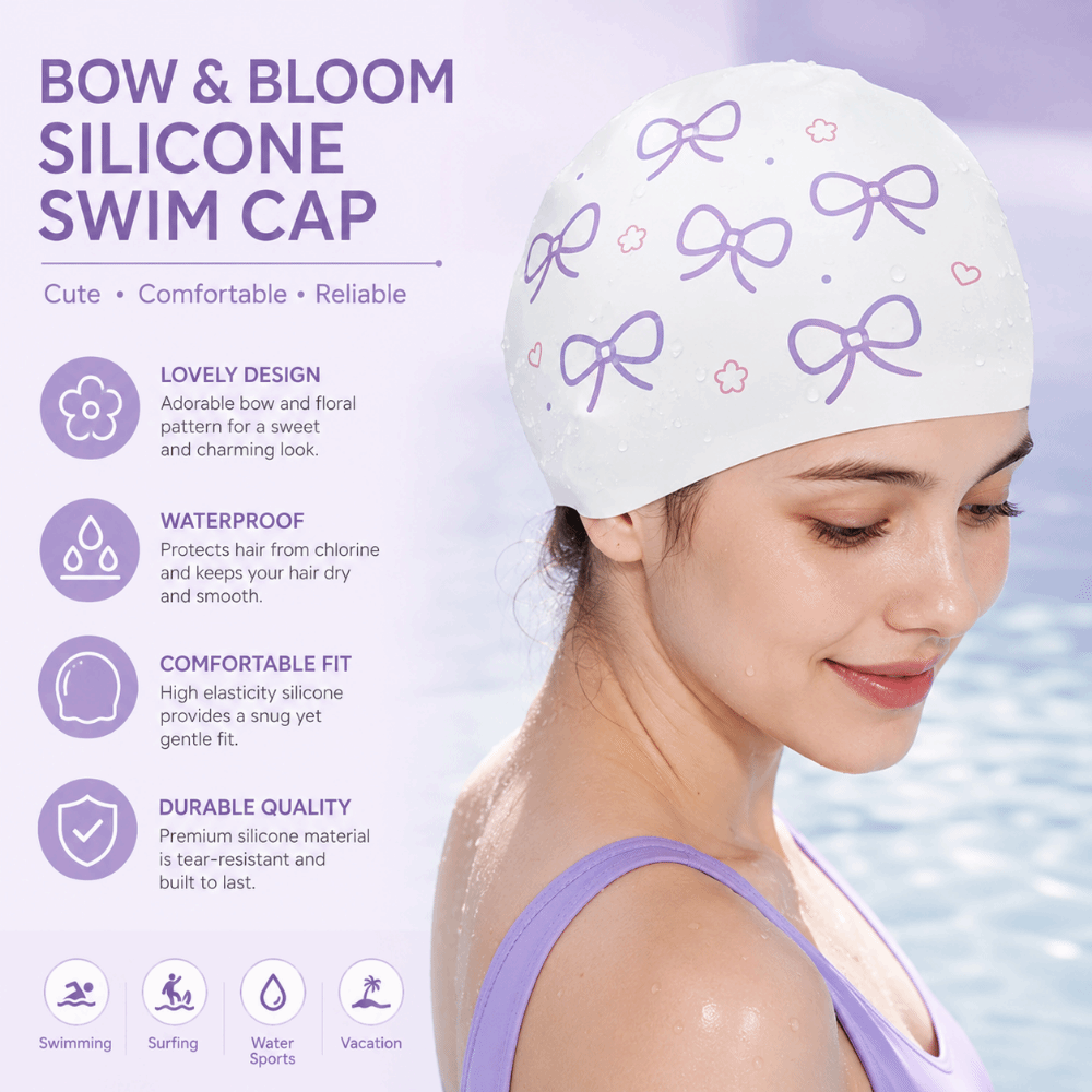 Topi Renang Motif Pita Kreatif - Swim Hat Silicone ulasan dan harga